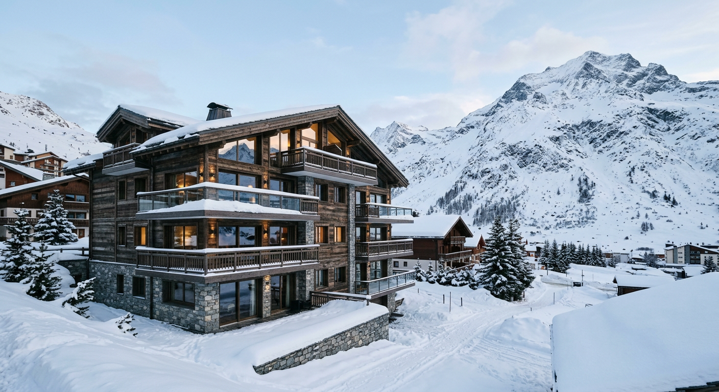 Immeuble résidentiel à Tignes Val Claret, en hiver
